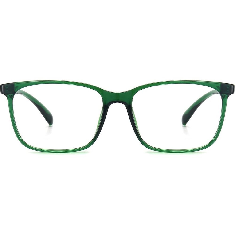 Unisex Green Square Lightweight Frame Anti Eyestrain Light Blocking Glasses